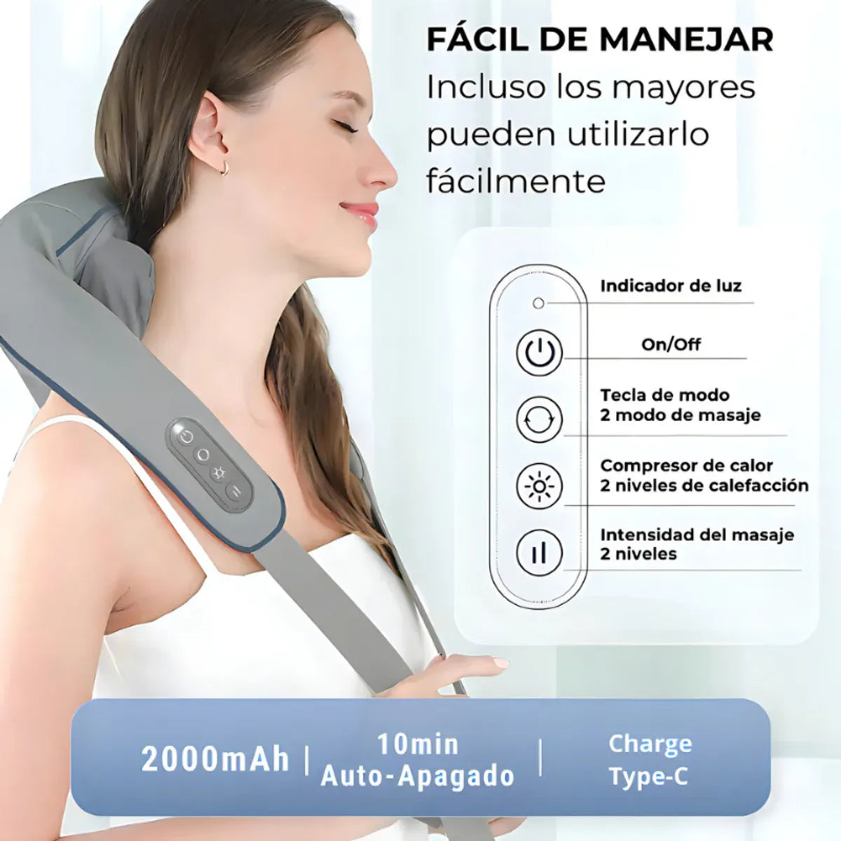 Masajeador de Cuello y Espalda - Carga USB